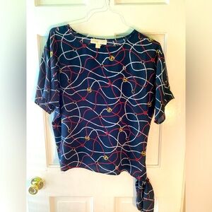 Michael Kors red, white, blue short sleeve side tie shirt - nautical